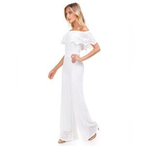 Nightcap Diamond Lace Positano Off The Shoulder Jumpsuit Size Small